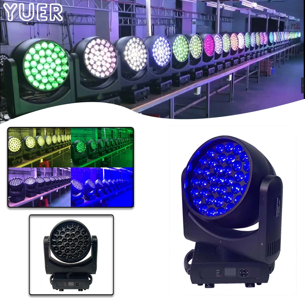 

YUER 37X25W LED RGBW 4IN1 Zoom Moving Head Light Strobe Effect Stage Light DMX512 RDM 15/31/35CH DJ Disco Party Wedding Bar