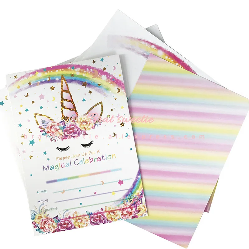 Us 128 5 Di Scontounicorn Di Carta Invito Festa Di Compleanno Decorazioni Del Partito Delle Ragazze Dei Capretti Di Compleanno Unicorno Favori Di
