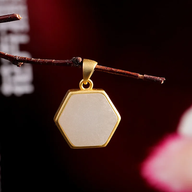 

cross border accessories fashion items S925 sterling silver jewelry personality women's natural Hetian jade pendant