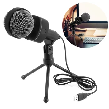 

Professional USB Plug N Play Condenser Microphone Audio Studio Rubberized Body With Tripod Stand Mount Desktop For Computer