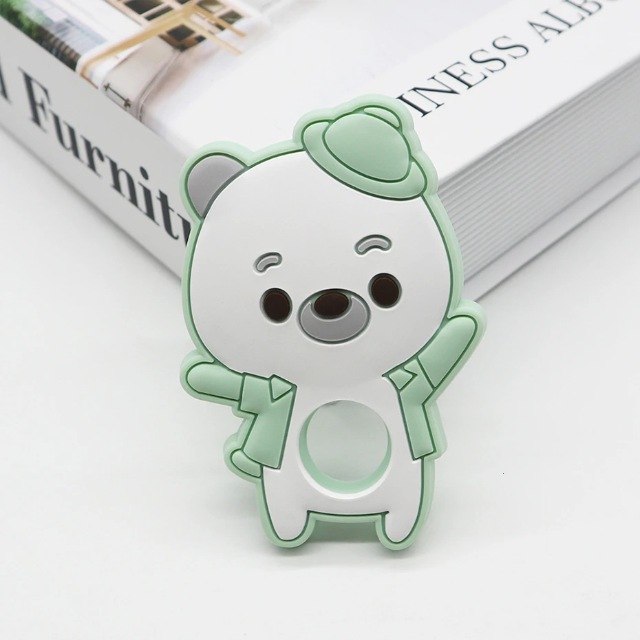TR024-3 Mint Безопасный Прорезыватель для малышей, пищевой, без бисфенола, крошечный стержень, Прорезыватель для зубов, ожерелье, подарок для ребенка, игрушки, Мультяшные животные, силиконовый Прорезыватель - Цвет: TR024-3 Mint