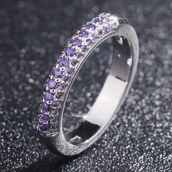 

S925 Silver Jewelry Diamond Ring for Women Anillos Zircon Gemstone Purple Topaz Sterling Silver Ring for females