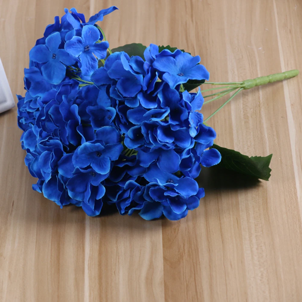 Dark Blue 5 головок Искусственные Шелковые цветки гортензии со стеблями для свадьбы декоративные искусственные цветы для дома вечерние товары для детского магазина - Цвет: Dark Blue