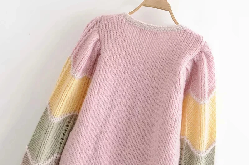 Увядший модный блогер, винтажный Радужный большой шерстяной свитер с круглым вырезом, зимние женские свитера, женские свитера, женские пуловеры, топы