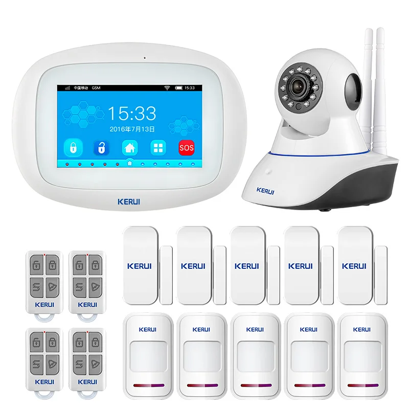 KERUI K52 wifi GSM сигнализация панель 4,3 дюймов TFT цветной дисплей безопасности дома умный жилой беспроводной охранной сигнализации комплект - Цвет: Kit 4