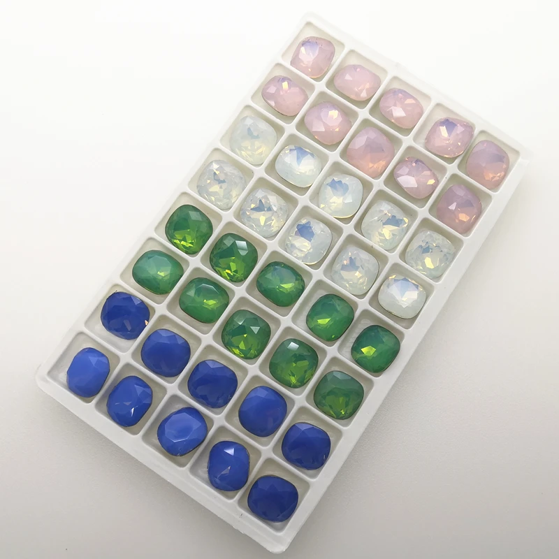 Mix Opals Random TopStone 12 мм 40 шт. классический жир квадратный K9 высокое качество стекло Кристалл Опал цвета заостренные с обратной стороны Стразы - Цвет: Mix Opals Random