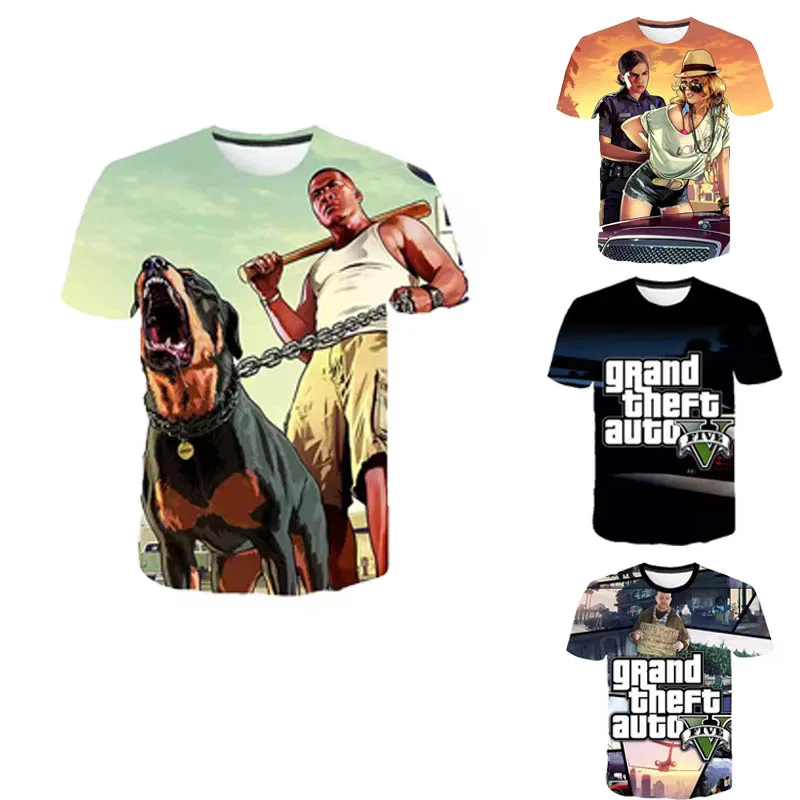 Boys GTA 5 Grand Theft Auto Game Summer T Shirts C