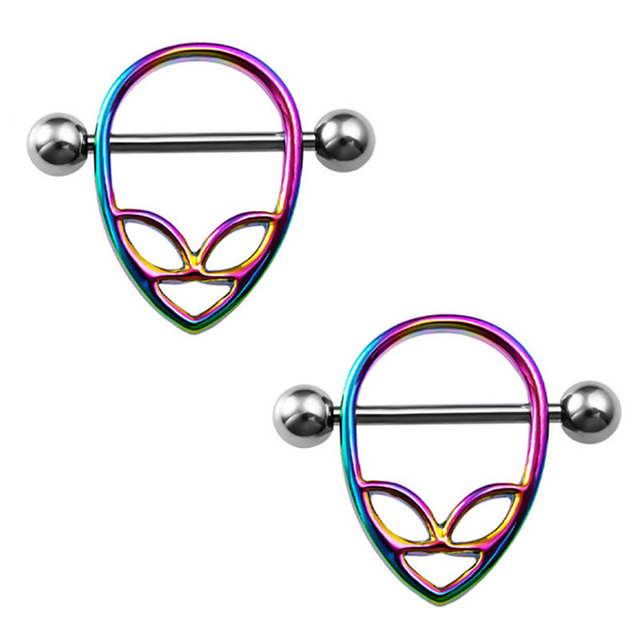 Rabbit Nipple Ring Piercing Barbell Shield Bar Rings Surgical Steel Sexy Adult Game for Women Breast Body Jewelry Gift 14G