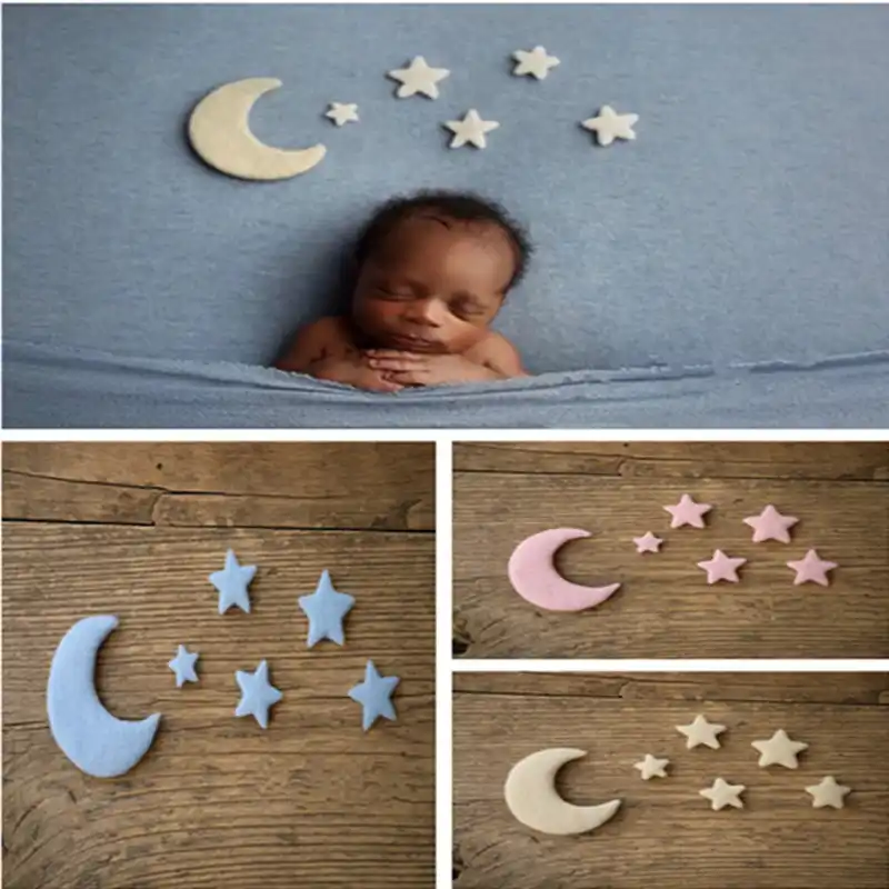 Doudou set moon cloud star accessory new born photography felted wool with newborn needle photography photo prop felted wool