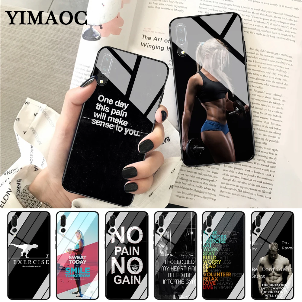 YIMAOC Фитнес Бодибилдинг мотивация Стекло чехол для Huawei P10 Lite P20 Pro P30 P Smart honor 7A 8X9 10 Y6