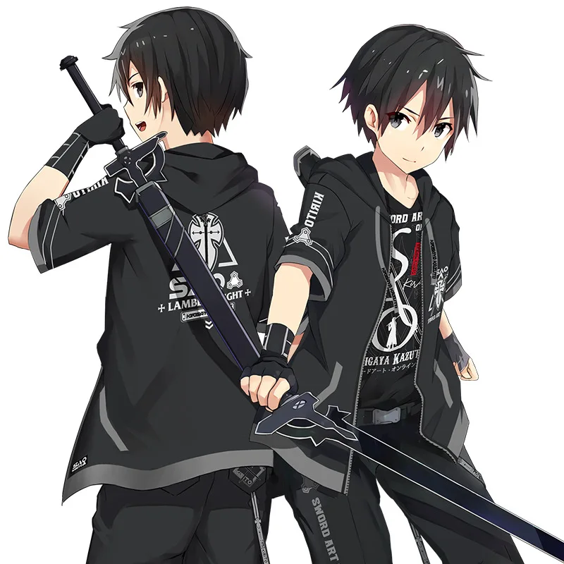 Аниме Sword Art Online SAO, маскарадные костюмы, пальто с капюшоном, футболка с длинным рукавом, повседневные штаны, Haori, пара, повседневный модный костюм
