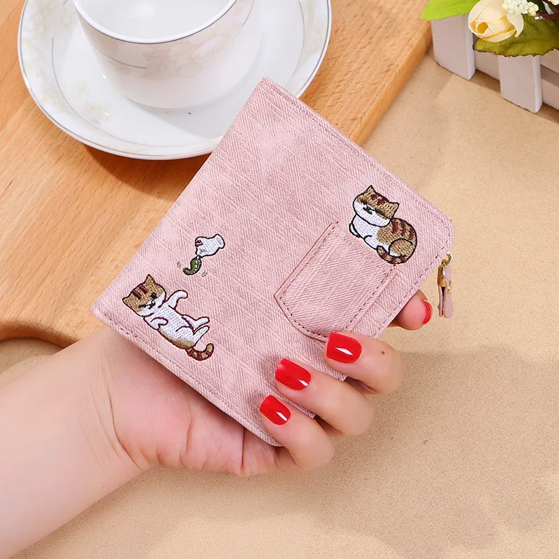 Neko Atsume короткий кошелек на молнии модный милый кошелек с кошкой для карт женский кошелек