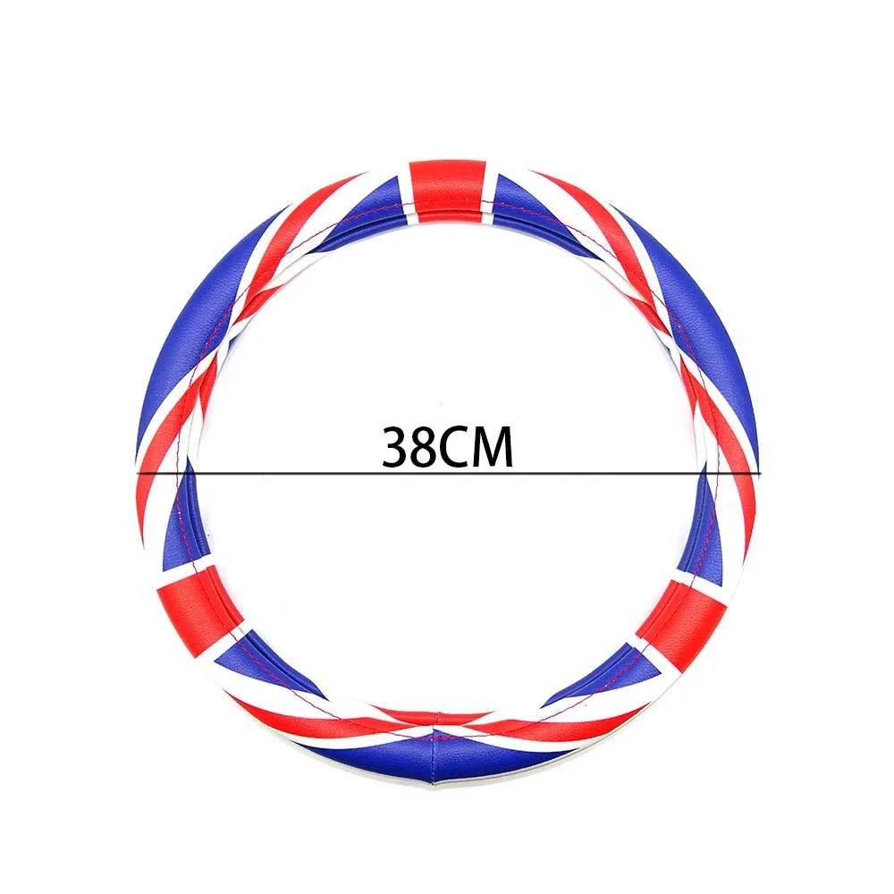 Universal Union Jack 38CM PU Leather Car Steering Wheel Cover Decoration For Mini Cooper JCW S Clubman Countryman Car Styling