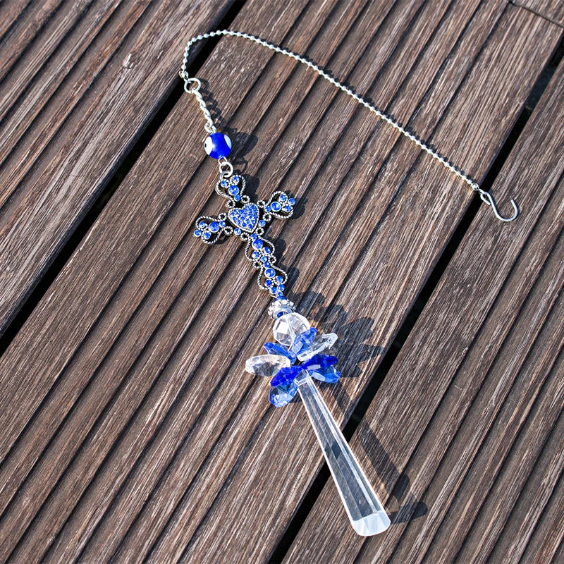 H&D подвесной Кристалл Призма крест Suncatcher Радуга производитель синий сглаза декоративные фэншуй домашний сад Декор счастливый Шарм подарок