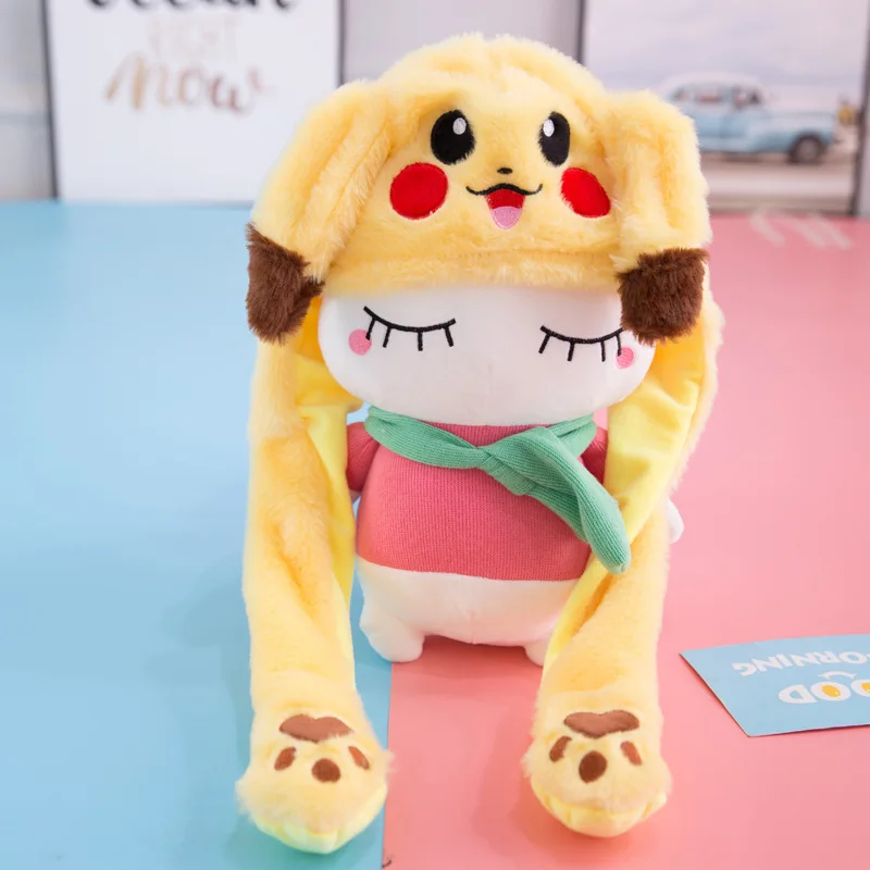 

Hot Selling Online Celebrity Douyin Celebrity Style Rabbit Hat Air Bag Magnet Cap Cute Rabbit Eared Pikachu Plush Toys