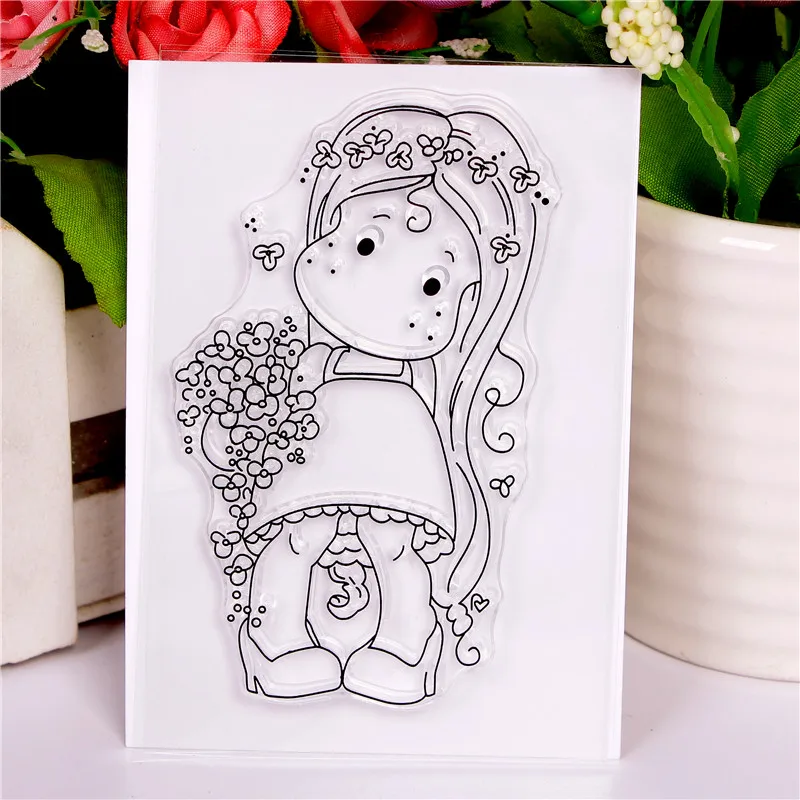 New Girl Cartoon Pattern Stamp Scrapbooking Alphabet Embossing Craft Making Silicone Transparent Stamps | Дом и сад