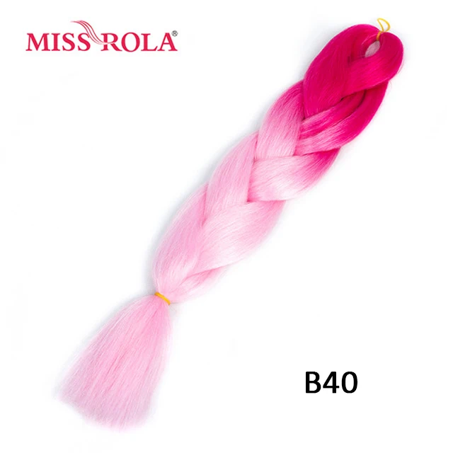Miss Rola Synthetic Support Wholesale 100g 24 Inch Jumbo BraidsPink Green Yellow High Temperature Fiber Ombre Hair Extensions B40