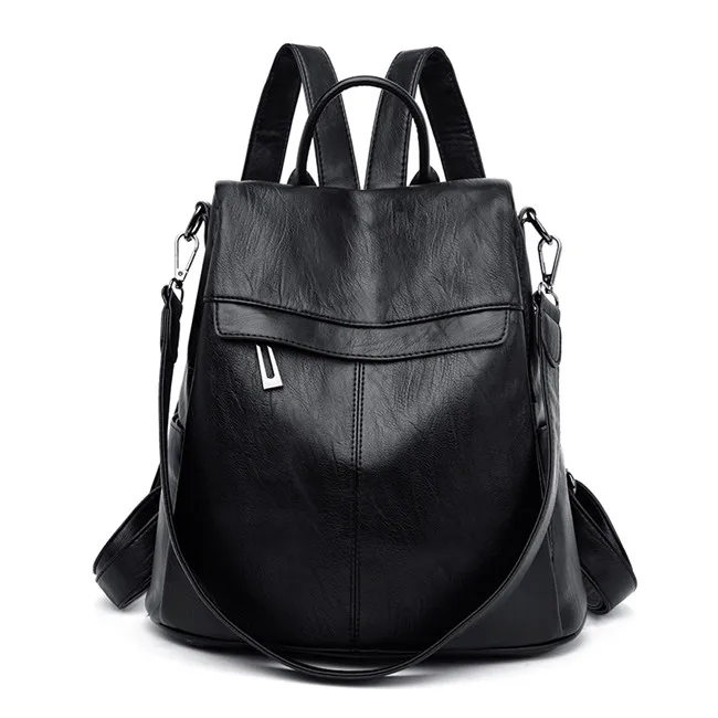 Анти-кражи Для женщин рюкзак «3 в 1» из мягкой кожи сумки на плечо для Для женщин большой Ёмкость школьная книг женская сумка Mochila - Цвет: Black