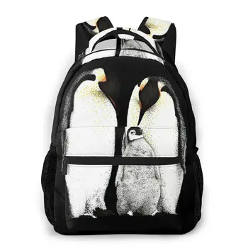 

Penguin Family Pointillism Illustration Travel Backpacks 2020 Frozen Planet Shoulder Bags