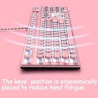 מחשב נייד Gaming Keyboard מתכת תאורה אחורי רטרו פאנק הכחול מתגי USB Wired עבור מחשב נייד PC משחק מחשב שולחני גיימר מכנה מקלדת (5)