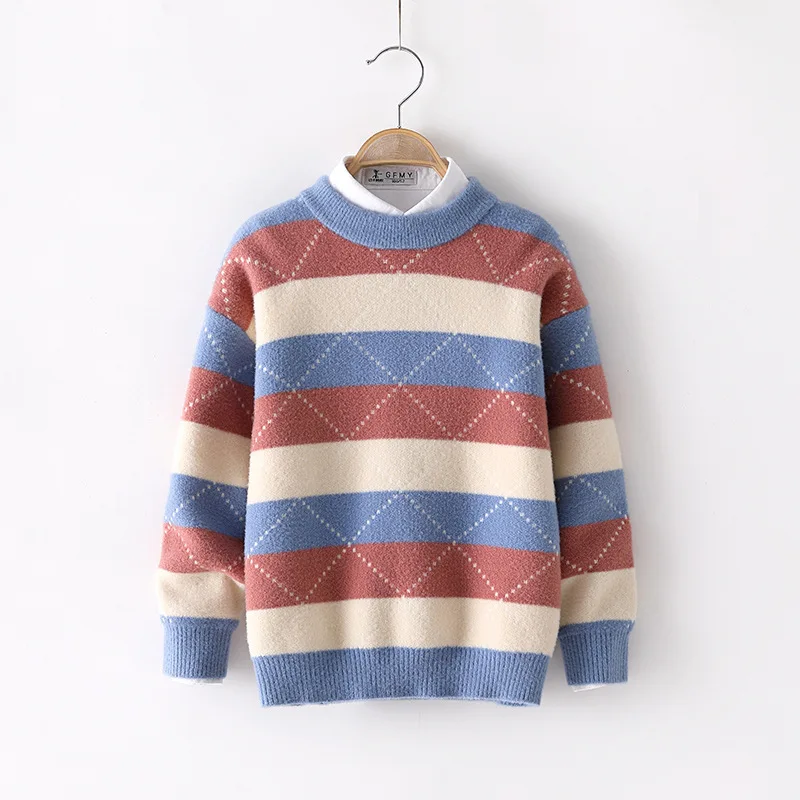 Blue SINGBAIL свитер на маленькую девочку sweaters for girls теплый свитер на мальчика вязаный кардиган детский свитер девочки 10 лет детские кофты для мальчиков свитер - Цвет: Blue