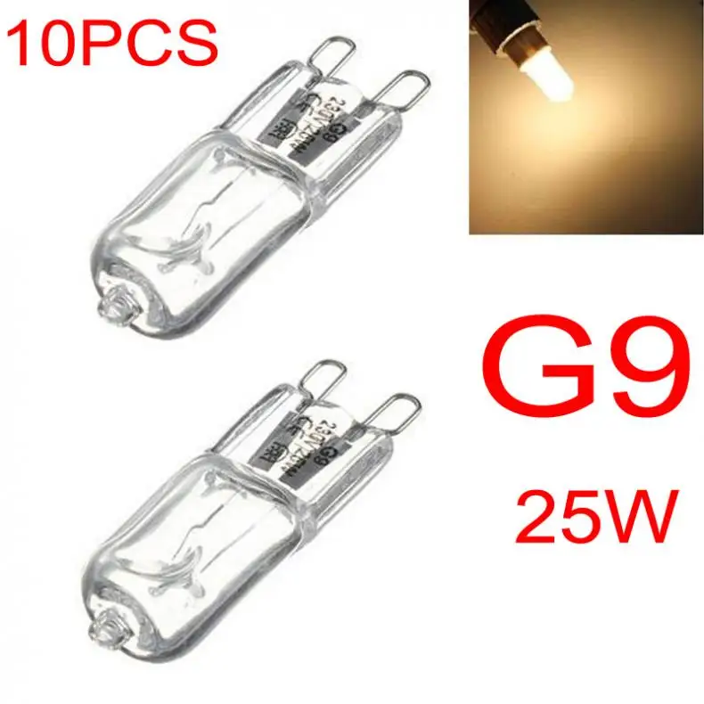 10pcs/lot G9 220-240V 25W 40W 60W Portable Warm White Halogen Bulb Light Lamp 3000-3500K Globe 230V Capsule Clear Bulbs images - 6