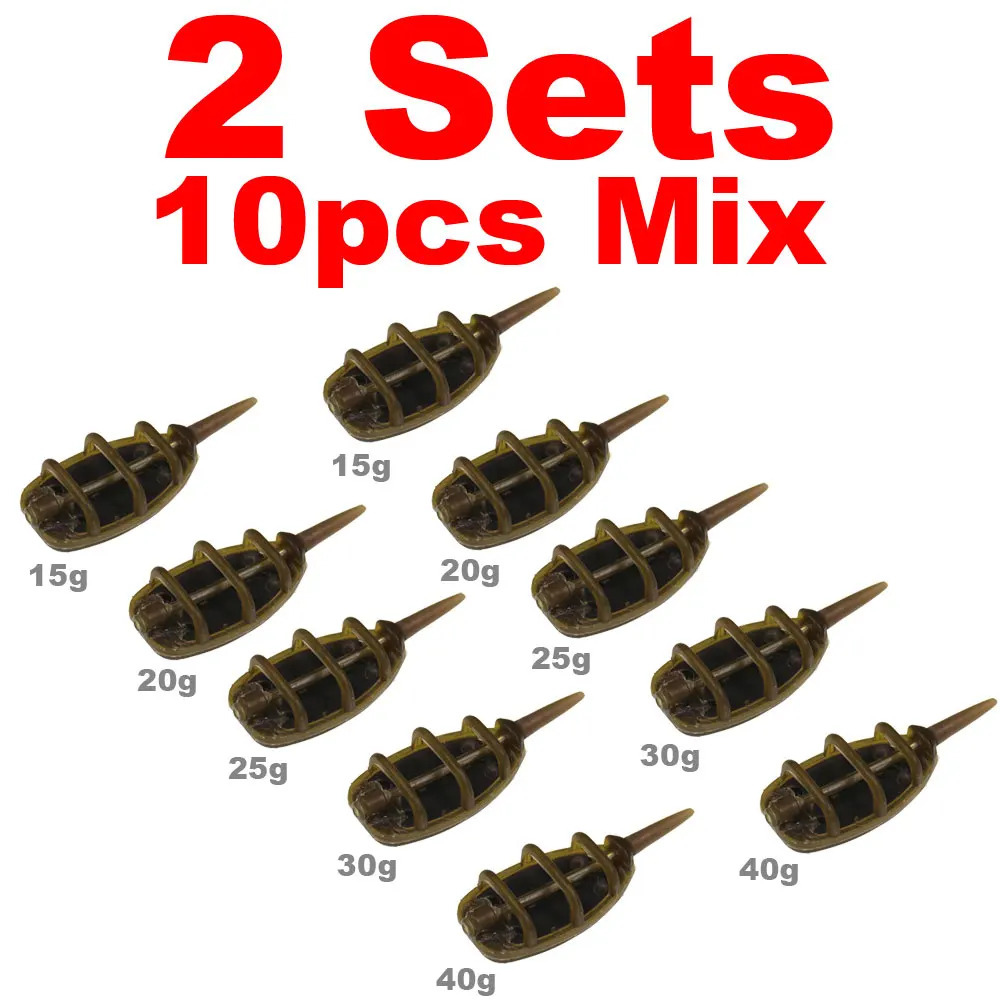 JIGEECARP 1/2 комплекта 15-40g Карп Рыболовные катушки, Рыболовные катушки, свинцовый грузик песка приманки Метатель Карп грубый встроенный метод подачи аксессуар для рыбалки - Цвет: 2 set mix 10pcs