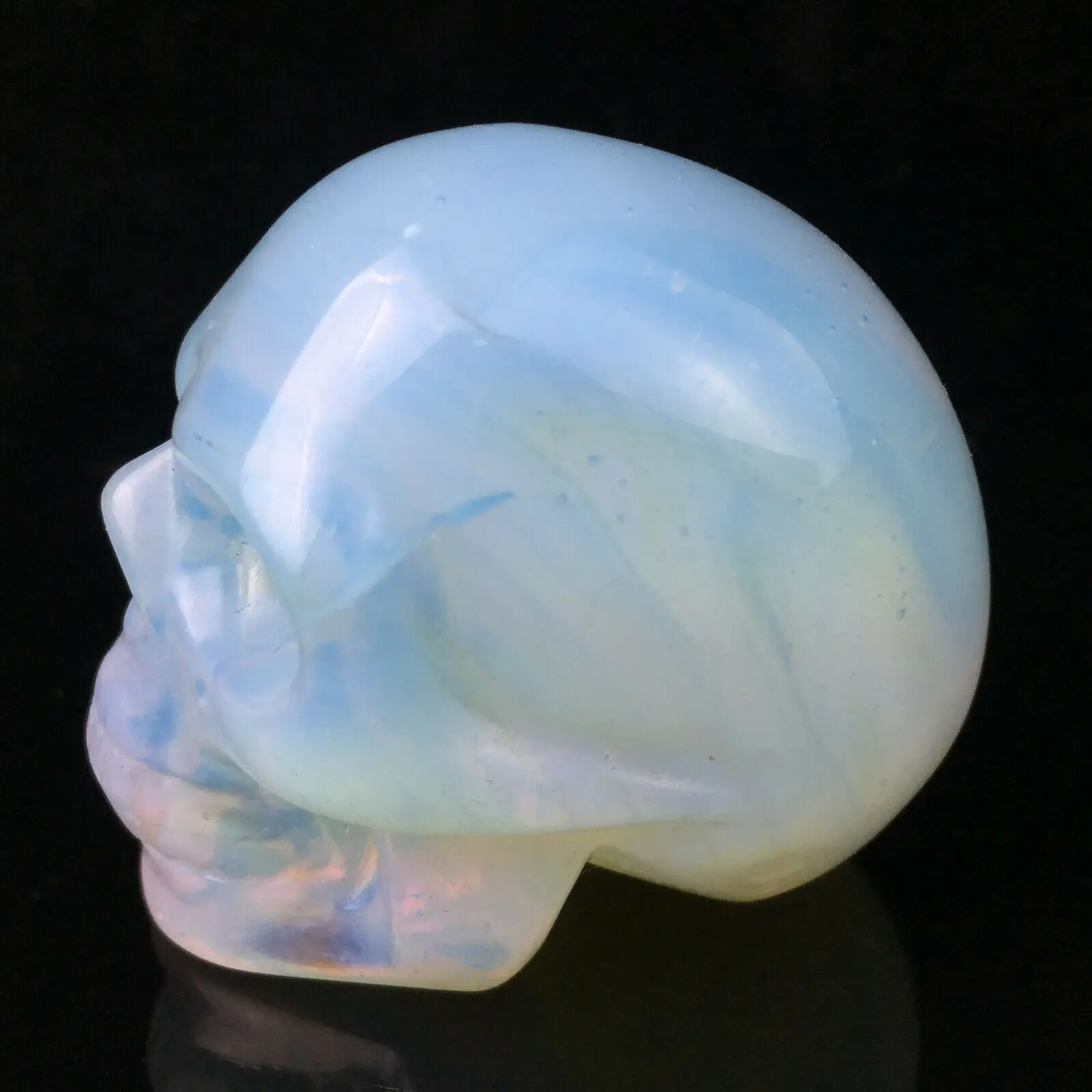 Ручной резной Opalite череп кварцевый хрустальный череп рейки целебная статуя 90 г
