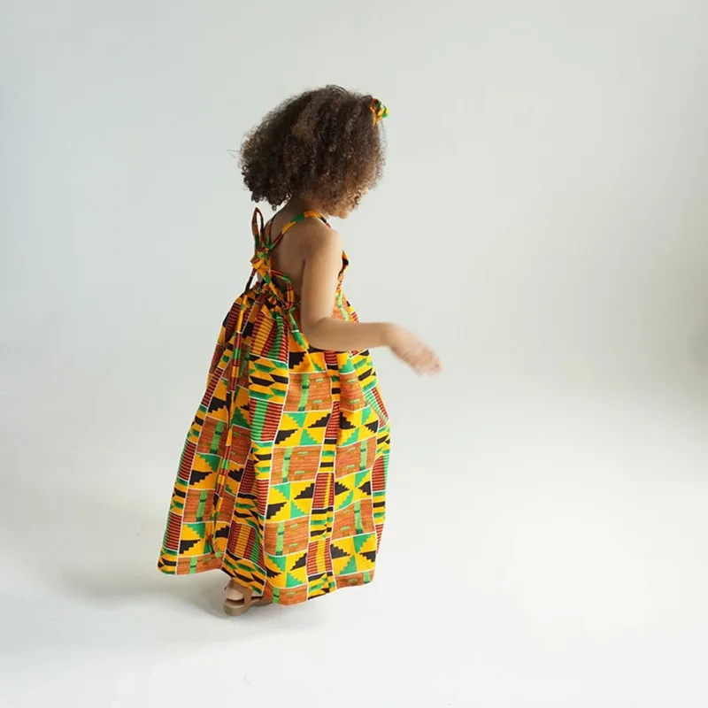 Одежда для девочек в африканском стиле; детская одежда; Bazin Riche Dashiki; модные милые платья в полоску с принтом; комбинезоны для малышей с повязкой на голову