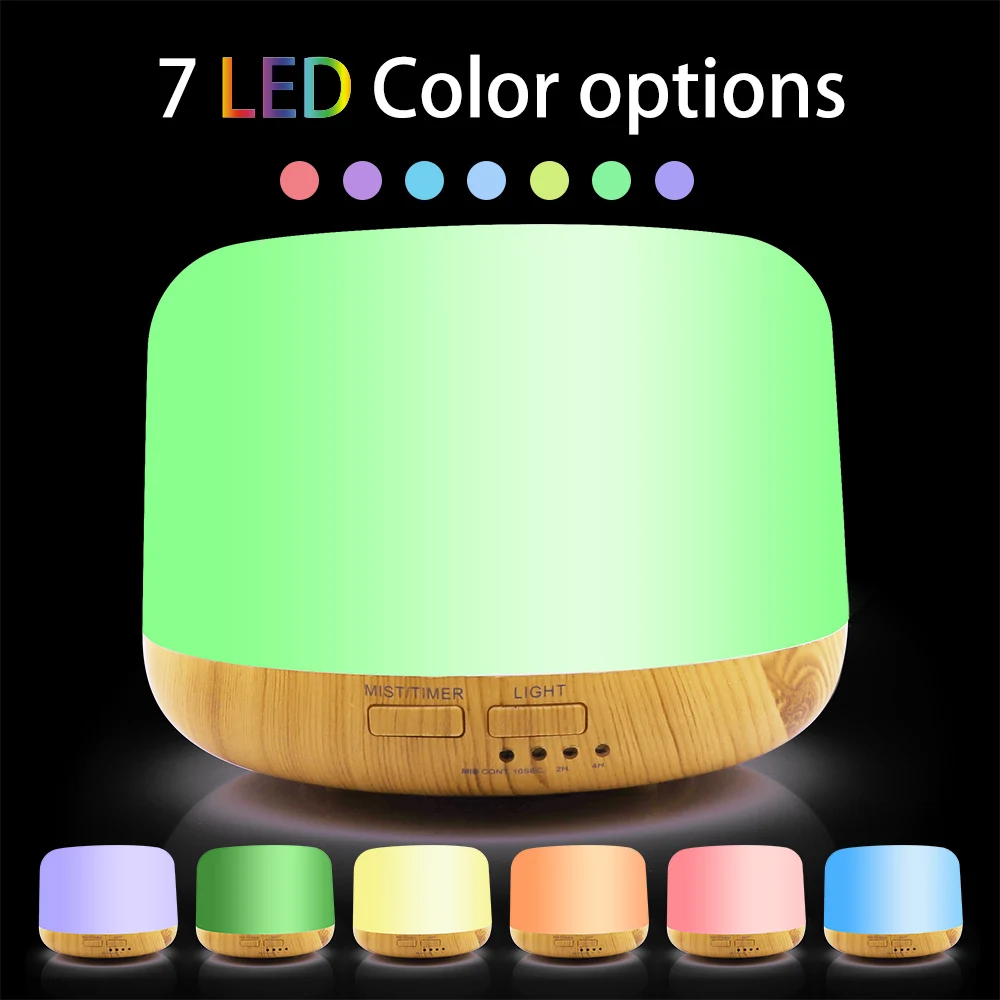 

FDIK 500ml Remote Control Aromatherapy Air Humidifier Ultrasonic Mist Maker Aroma Lamp Essential Oil Diffuser 7 Color LED Light