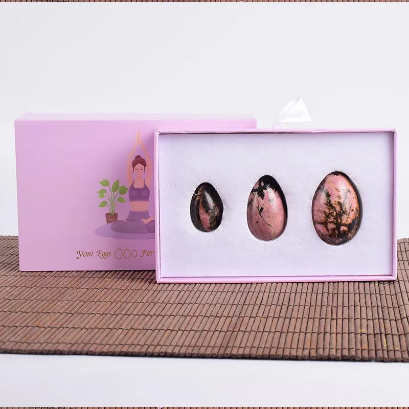 3 pcs with boxes Yoni набор яиц для массажа подарочные коробки массажные инструменты натуральный Родонит Кегель тренажер для мышц здоровье хрустальный шар массажер минеральный кварцевый камень - Цвет: 3 pcs with boxes