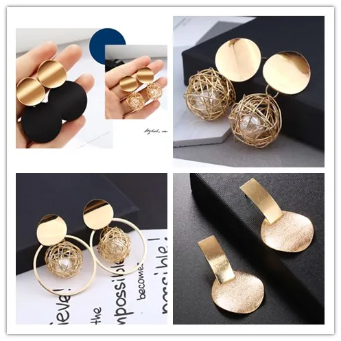 Pendientes sin agujero de moda para mujer, aretes de clip geométricos de bola redonda de Color dorado para fiesta, Clips para las orejas de boda, joyería 2019