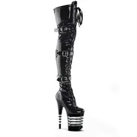 New Style Women's Party Shoes High Quality Over The Knee Long Boots Superstar 20CM Thin Heel Catwalk Shows Buckle Zipper Pumps - Image 3