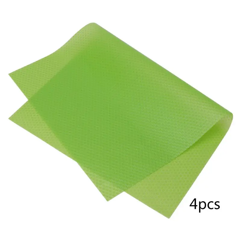 4pcs Washable Antibacterial Refrigerator Pads Tailorable Fridge Mats Waterproof Antifouling - Цвет: Зеленый