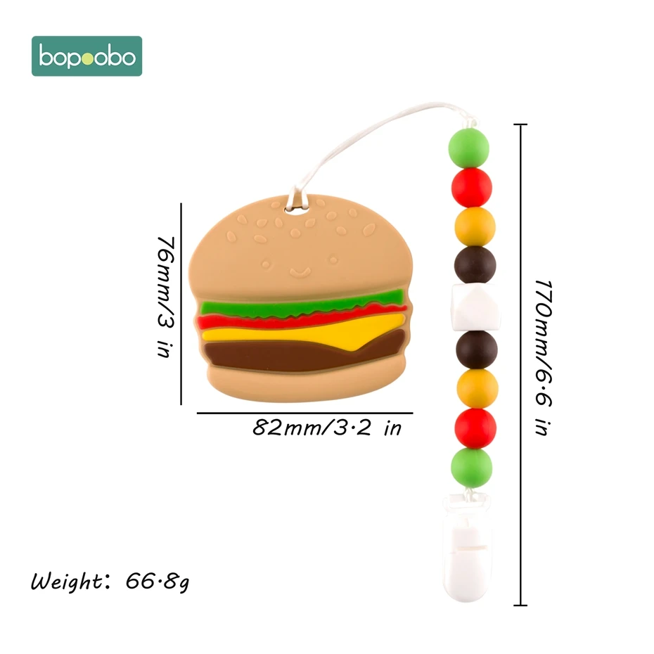Bopoobo 1 шт., детский прорезыватель, соски, клипсы, подарок для ребенка, пищевые силиконовые грызуны, прорезыватель из бисера, BPA бесплатно, подарок для ребенка, игрушки, силиконовые бусины - Цвет: Hamburger Set