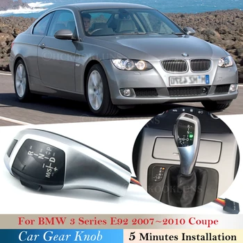 

For BMW 3 series 2007 2008 2009 2010 E92 Car LED Light Gear Shift Knob Shifter Lever Automatic Accessories black carbon fiber