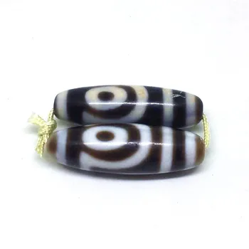 

A pair Loosing Beads Natural Agate 2 Eyes Patterns Tibetan Dzi Beads 12*38mm