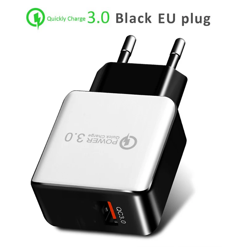 USB зарядное устройство EU/US вилка 18 Вт Быстрая зарядка QC 3,0 настенный мобильный телефон планшет зарядное устройство Быстрая зарядка для iPhone 7 8 Xiomi для huawei - Тип штекера: Black EU Plug