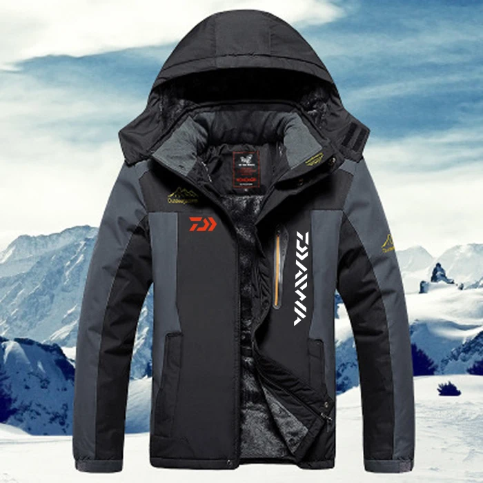 DAIWA Fishing Clothing Winter Autumn Winter Waterproof Warm Fishing Jackets Men Fleece Thick Outdoor Fishing Shirts M-9XL - Цвет: 1