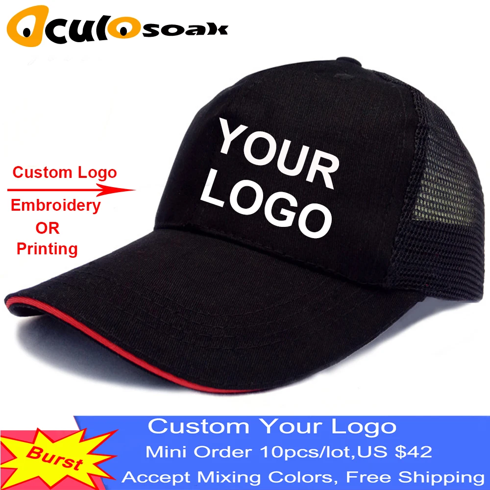 Fashion Custom LOGO Suede Caps Snap Back Caps Customized Own Designend Baseball Hat Embroidery Printing Adult Godd Quality - Цвет: black red