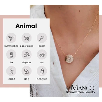 

Cat Animal Design Necklace Round Coin Jewelry Gold Color Stainless Steel Necklace Fashion Jewelry To Send Girls Gift Collares