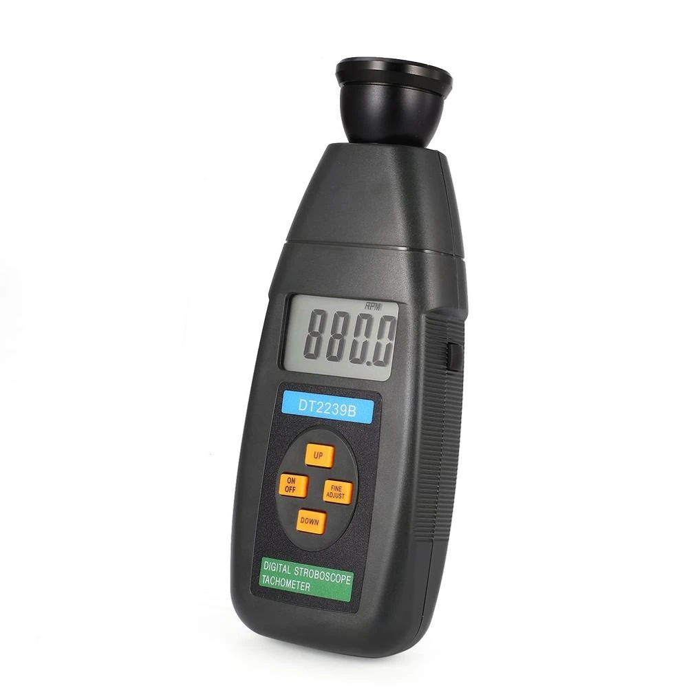 DT2239B Digital LCD NonContact Flash Stroboscope Tachometer Photoelectric Revolution Meter