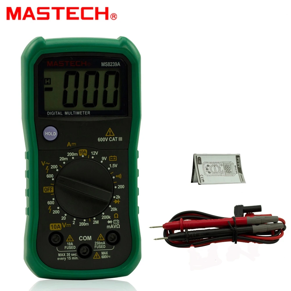 Цифровой мини Мультиметр Mastech MS8239A измеритель значений постоянного/переменного