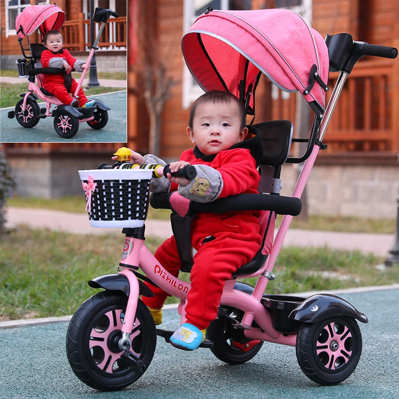 Умный детский трехколесный велосипед, Детская тачка для детей 1-3-6 лет, большой светильник, детский велосипед