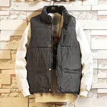 M-3XL полосатая мужская куртка без рукавов, пальто Homme, зимний повседневный мужской утепленный жилет с хлопковой подкладкой, мужской жилет, плюс одежда
