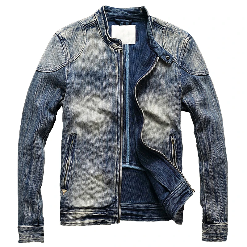 

2020 European Style Automotive Jeans Jacket Coats For Mens Vintage Old Fashion Casual Biker Male Denim Jacket Plus Size 3XL A608