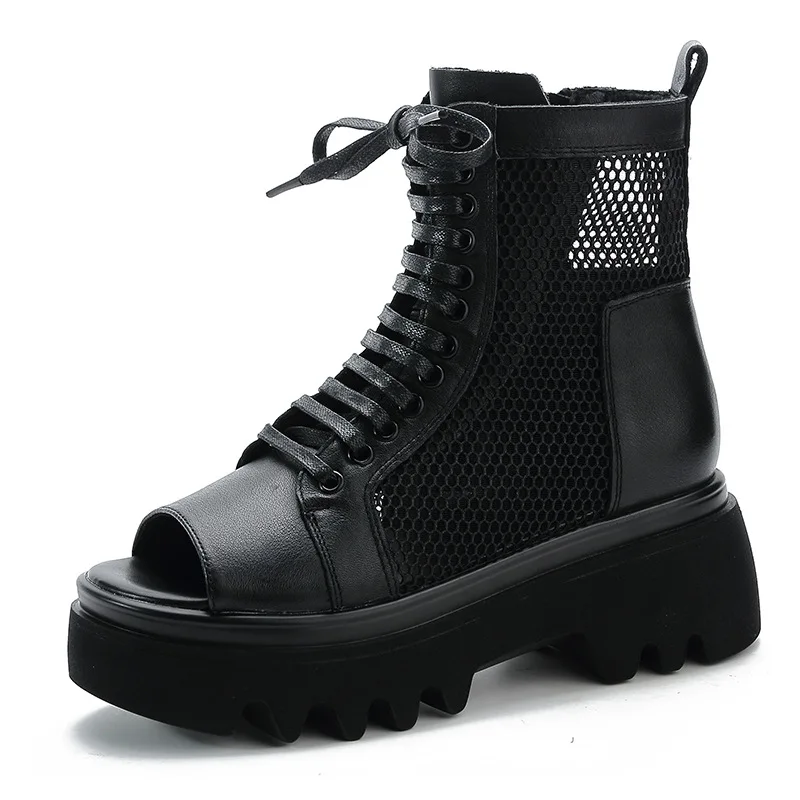 New Fashional Black High Heel Real Genuine Leather Women Summer Sandals