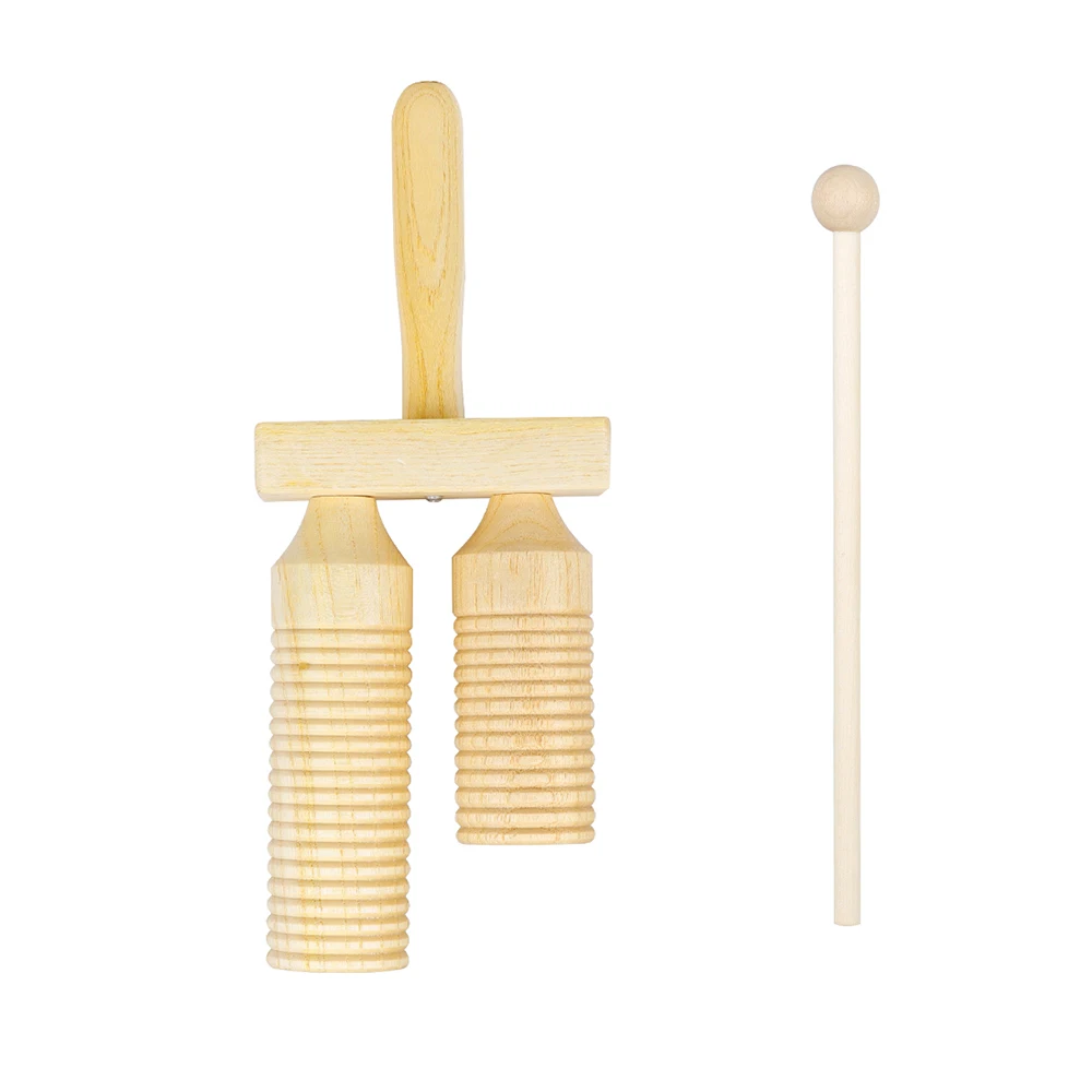 Kids Wooden Guiro Music Toy Double Sound Tube for Baby Kid Child Early Educational Toy Percussion Musical Instrument Rhythm Toys
