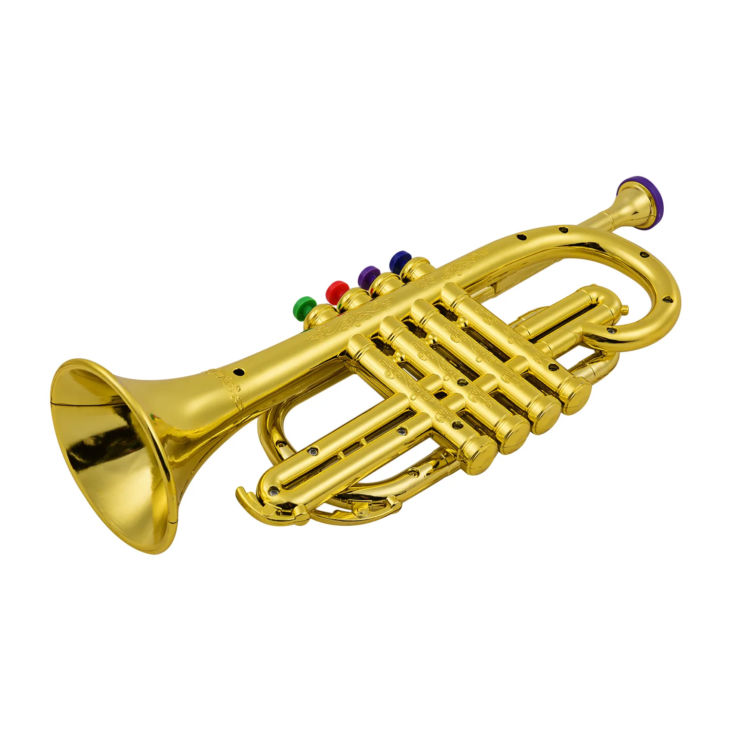 Cumpleaños Regalo para Navidad Año Nuevo Oyunngs Trompeta de niño recubierta de Oro ABS Niños Preescolar Instrumento de Viento Música Juguete 