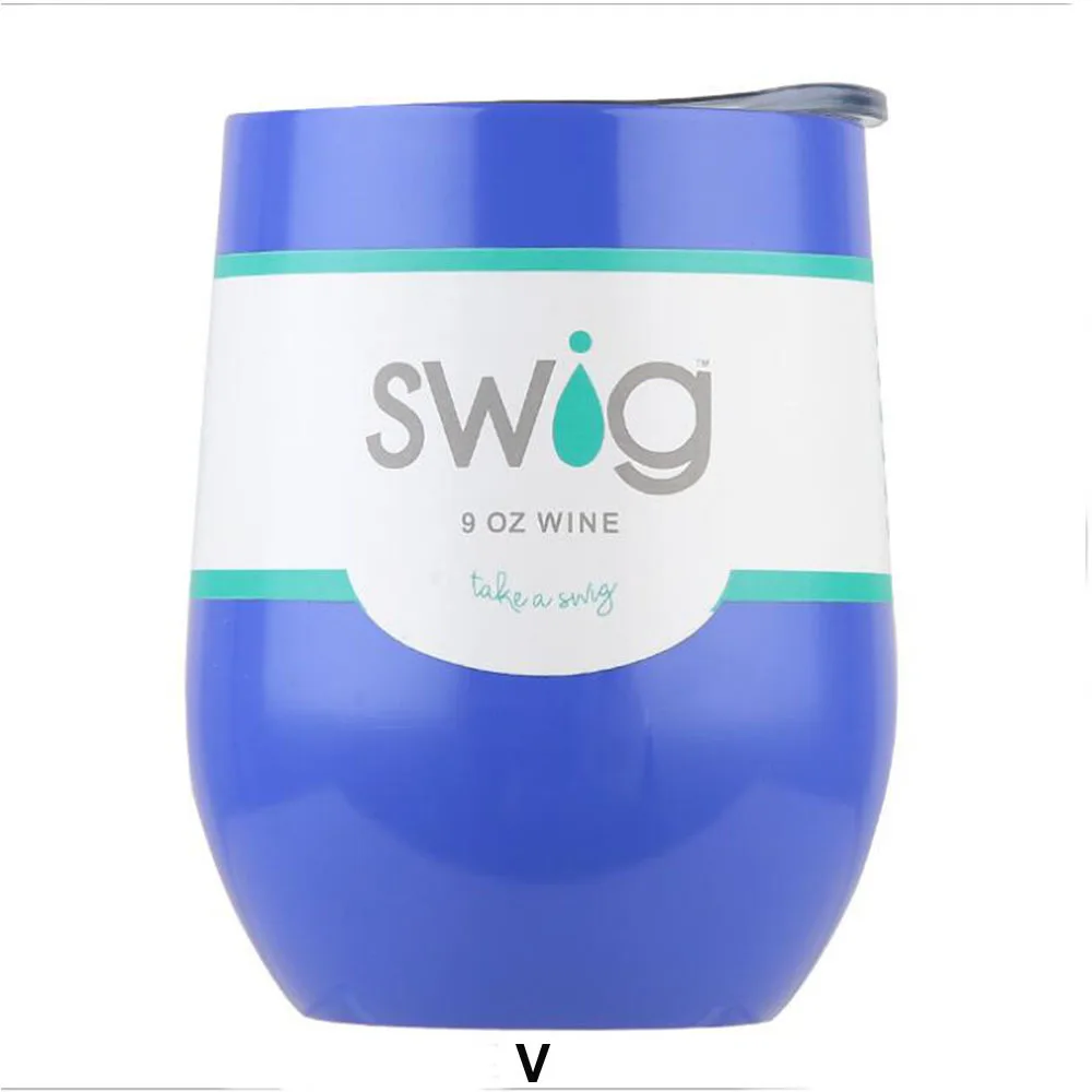 Swig кружки винного цвета Termos Tumber кружка из нержавеющей стали Термос Stemless 9oz с крышками
